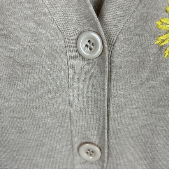 Aaeda Neutral Floral Embroidered Button Front Cardigan Sweater XL Cream - Picture 8 of 13
